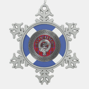 Ornement Flocon De Neige Clan Leslie Crest & Tartan Knot