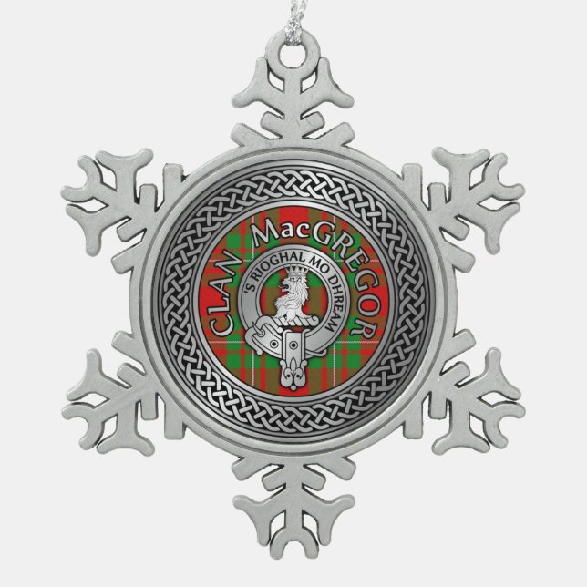 Ornement Flocon De Neige Clan MacGregor Crest et Tartan Knot (Devant)