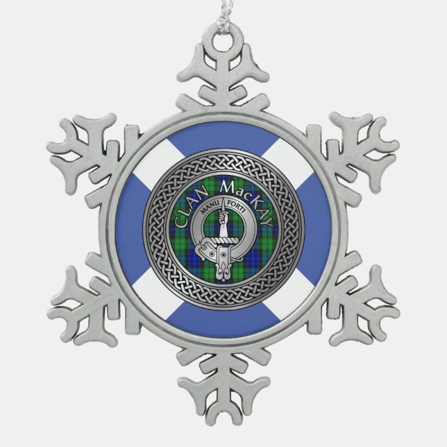 Ornement Flocon De Neige Clan MacKay Crest & Tartan Knot (Devant)