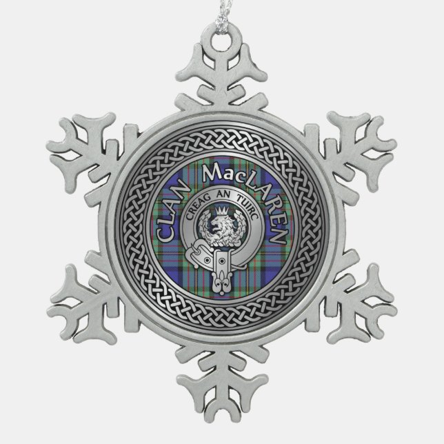 Ornement Flocon De Neige Clan MacLaren Crest & Tartan Knot (Devant)