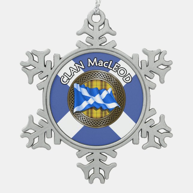 Ornement Flocon De Neige Clan MacLeod Tartan Knot & Drapeau (Devant)