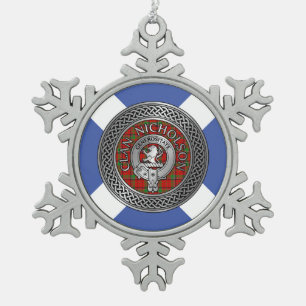 Ornement Flocon De Neige Clan Nicholson Crest & Tartan Knot