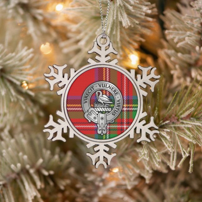 Ornement Flocon De Neige Clan Stewart | Stuart Crest & Tartan (Arbre)