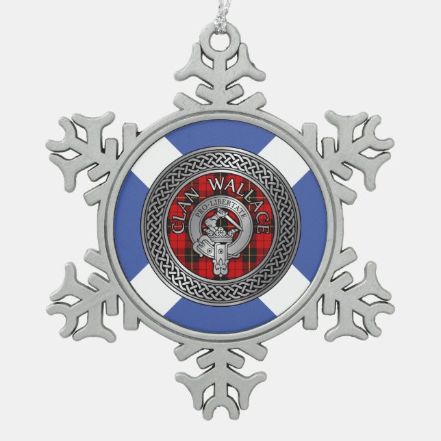 Ornement Flocon De Neige Clan Wallace Crest et Tartan Knot (Devant)