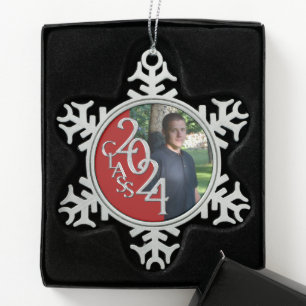 Ornement Flocon De Neige Classe de 2024 Red Graduation Photo