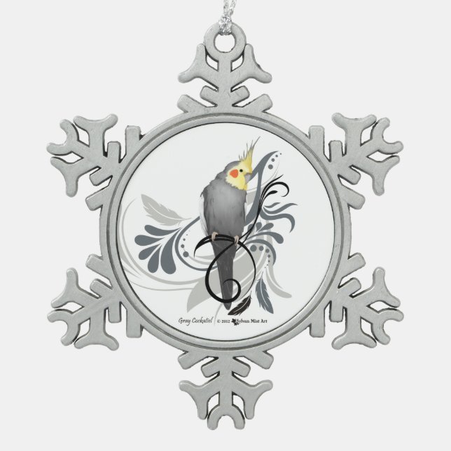 Ornement Flocon De Neige Cockatiel gris (Devant)