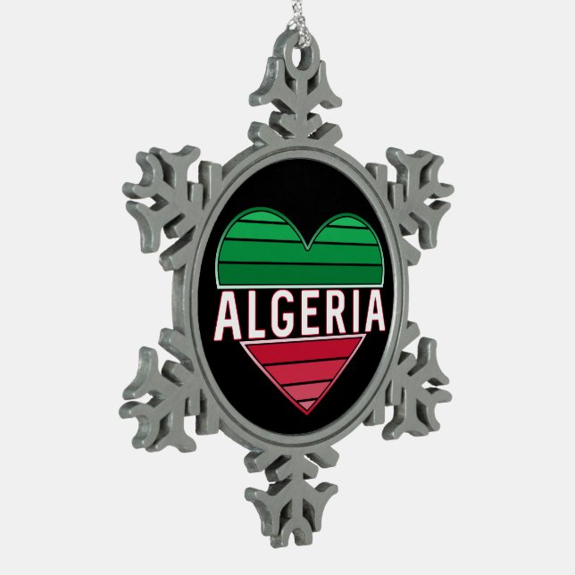 Ornement Flocon De Neige Coeur algérien, J'aime l'Algérie (Gauche)