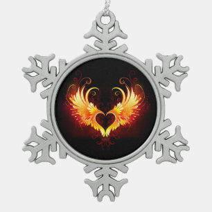 Ornement Flocon De Neige Coeur de feu ange avec ailes