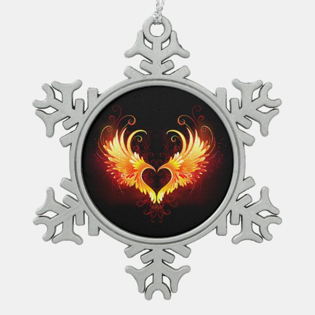 Ornement Flocon De Neige Coeur de feu ange avec ailes (Devant)