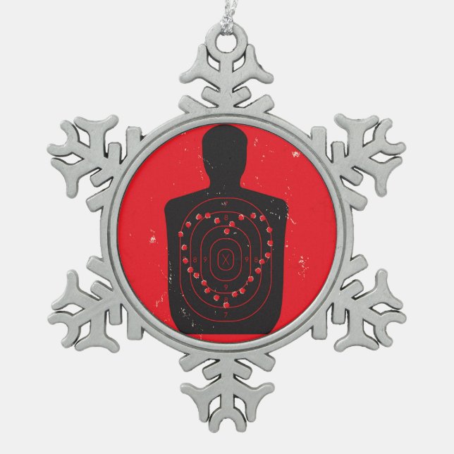 Ornement Flocon De Neige Coeur de pratique en matière de cible (Devant)