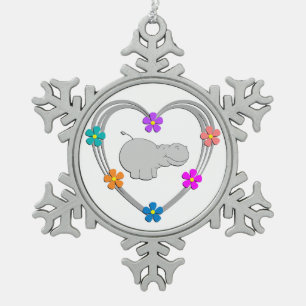 Ornement Flocon De Neige Coeur d'hippopotame