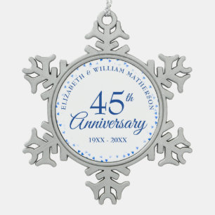 Ornement Flocon De Neige Cœurs de confettis d'amour pour les 45e 65e annive