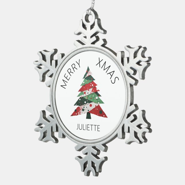 Ornement Flocon De Neige Collage Arbre de Noël (Vue impression)