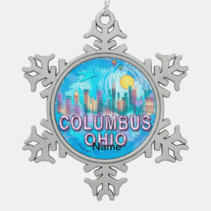 Ornement Flocon De Neige Columbus Skyline
