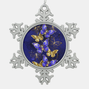 Ornement Flocon De Neige Composition avec papillons Sapphire