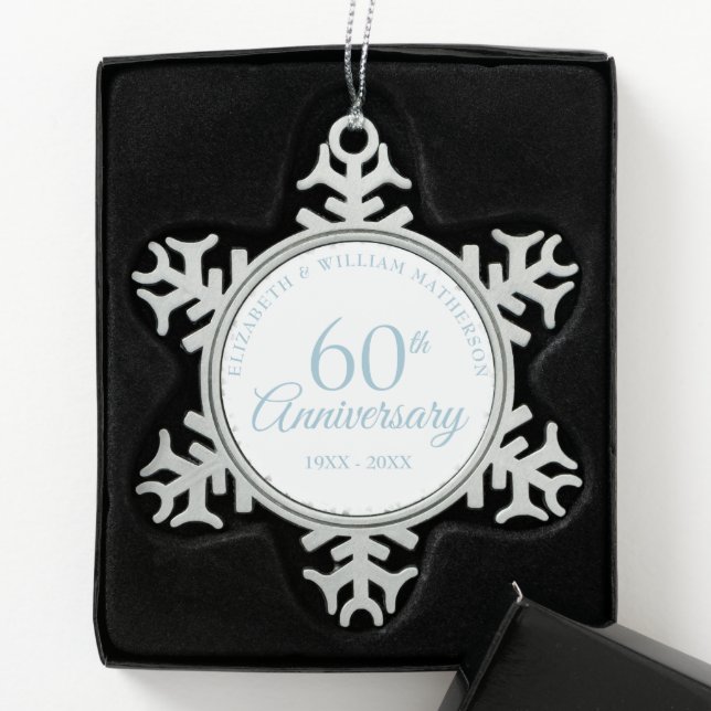 Ornement Flocon De Neige Confetti des Coeurs du 60e anniversaire (Boîte)