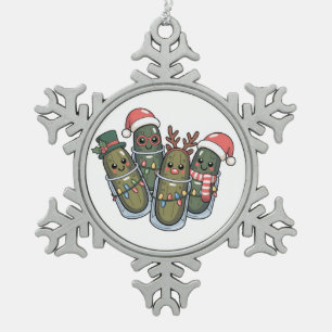 Ornement Flocon De Neige Cornichons avec bois de renne Amoureux de cornicho