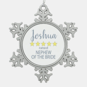 Ornement Flocon De Neige Cortège de mariage & mariée 5 étoiles Neveu de la 