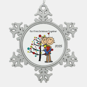 Ornement Flocon De Neige Couple dans l'amour Premier Noël Flocon de neige