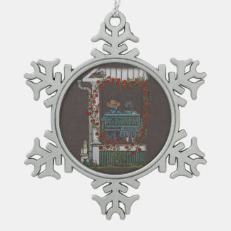 Ornement Flocon De Neige Couples amish sur l'oscillation de porche