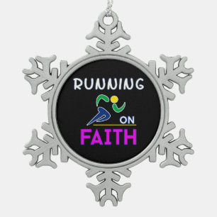 Ornement Flocon De Neige Courir sur la foi Christian Runner