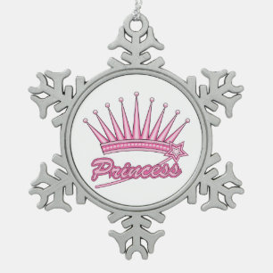 Ornement Flocon De Neige Couronne rose princesse