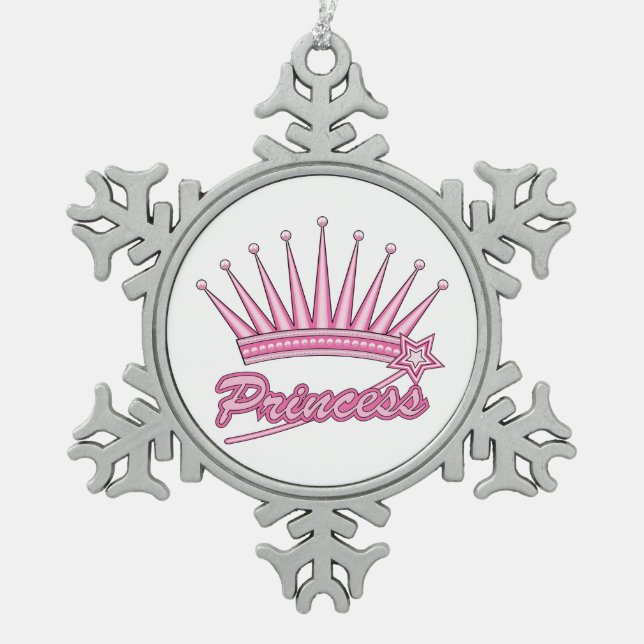 Ornement Flocon De Neige Couronne rose princesse (Devant)