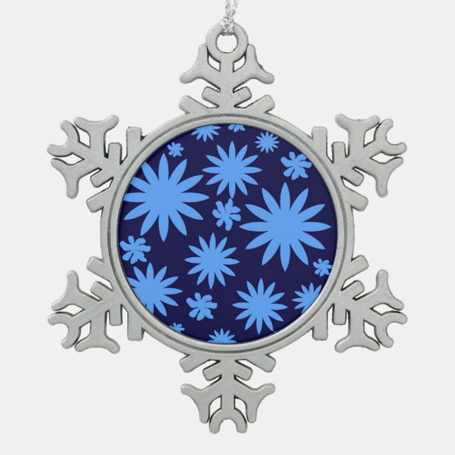 Ornement Flocon De Neige Coutume de bleu d'ornement d'arbre d'étain (Devant)