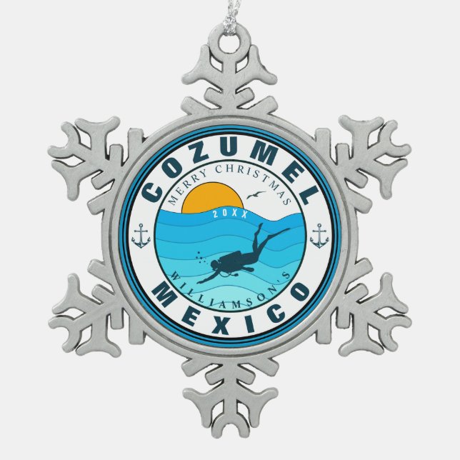 Ornement Flocon De Neige Cozumel Mexique Plongée Voyage Vacances Souvenir (Devant)