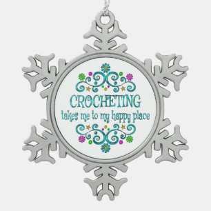 Ornement Flocon De Neige Crocheting Happy Place
