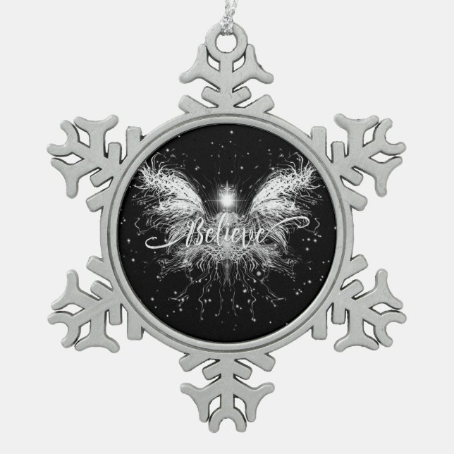 Ornement Flocon De Neige Croire Fairy Starlight Imaginaire noir (Devant)