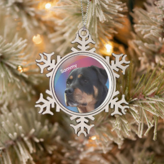 Ornement Flocon De Neige Custom Photo and Text Christmas Tree