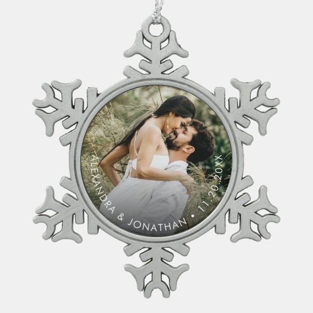 Ornement Flocon De Neige Custom Photo Ornament Personalized couple holiday (Devant)