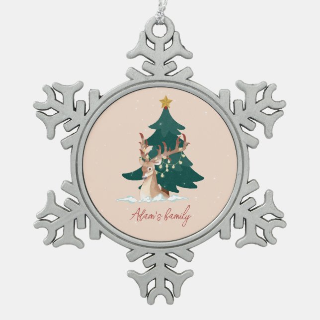 Ornement Flocon De Neige Customizable Christmas deer (Devant)