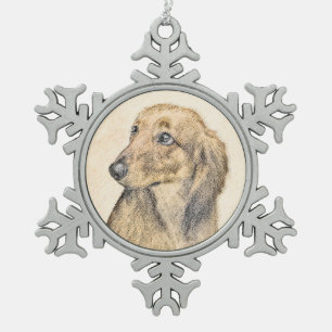 Ornement Flocon De Neige Dachshund (Longhaerien) Peinture - Art Chien origi