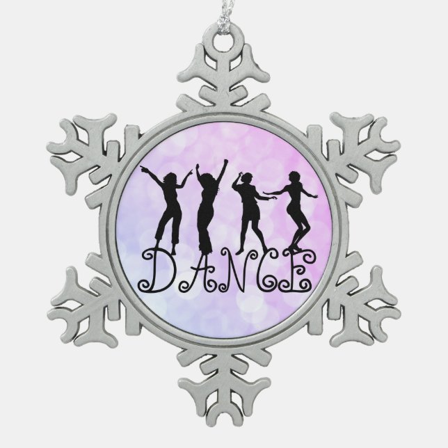 Ornement Flocon De Neige Danse Silhouette Danseurs Bokeh (Devant)
