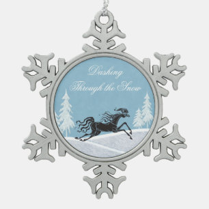 Ornement Flocon De Neige Dashing Through the Snow Horse Christmas Ornament