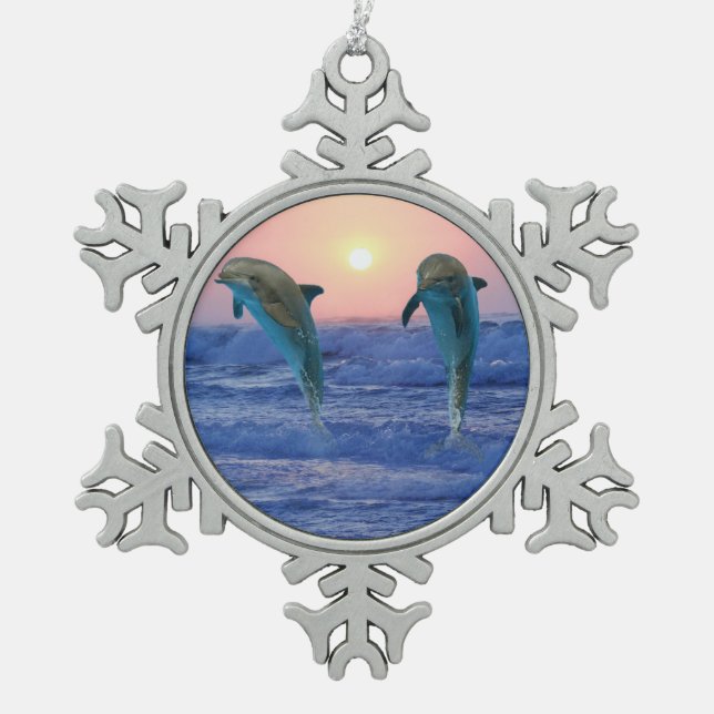 Ornement Flocon De Neige Dauphin de verdure au lever du soleil (Devant)