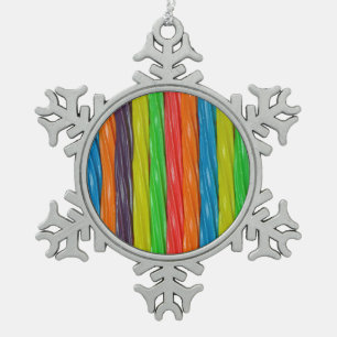 Ornement Flocon De Neige Décor de Noël de la réglisse de couleur arc-en-cie