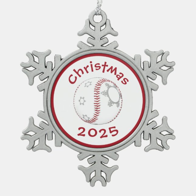 Ornement Flocon De Neige décoration de sapin de Noël de baseball (Devant)