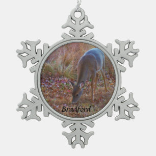Ornement Flocon De Neige Deer, Personnaliser avec le nom