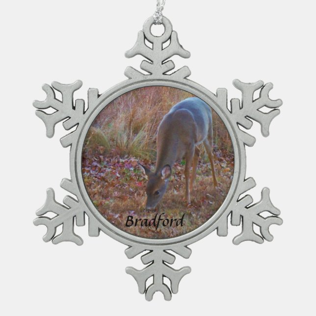 Ornement Flocon De Neige Deer, Personnaliser avec le nom (Devant)