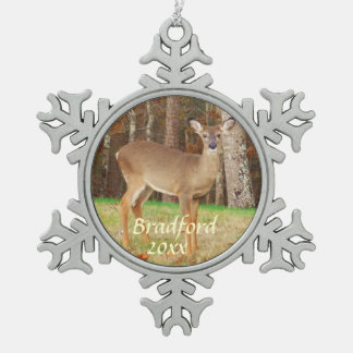 Ornement Flocon De Neige Deer, Personnaliser avec le nom