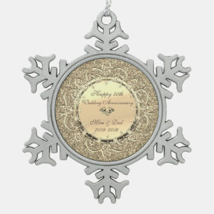 Ornement Flocon De Neige Diamants de Parties scintillant d'or 50e anniversa