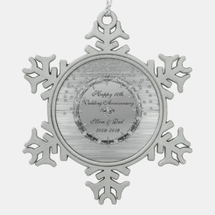 Ornement Flocon De Neige Diamants Silver Chic 10e anniversaire de mariage