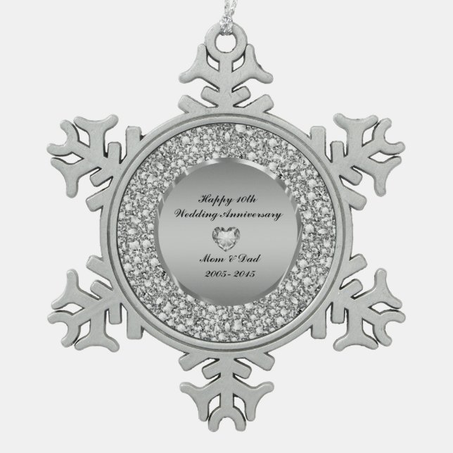 Ornement Flocon De Neige Diamonds et Silver 10th Wedding Anniversary (Devant)