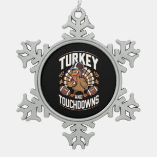 Ornement Flocon De Neige Dinde et touchés de Thanksgiving Football