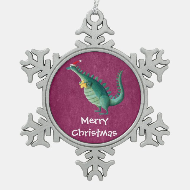 Ornement Flocon De Neige Dinosaure - aide du père noël (Devant)