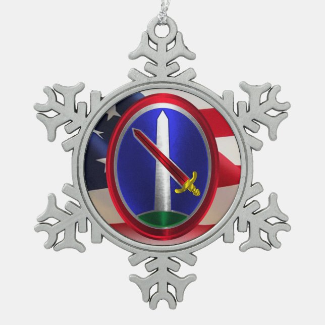 Ornement Flocon De Neige District militaire de l'armée de Washington Keepsa (Devant)