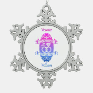 Ornement Flocon De Neige Dixième 10e anniversaire de mariage TIN ALUMINIUM